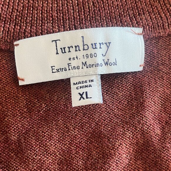 Turnberry Men's Size XL Rust Maroon 100% Extra Fine Merino Wool Sleeveless Vest - Picture 4 of 7